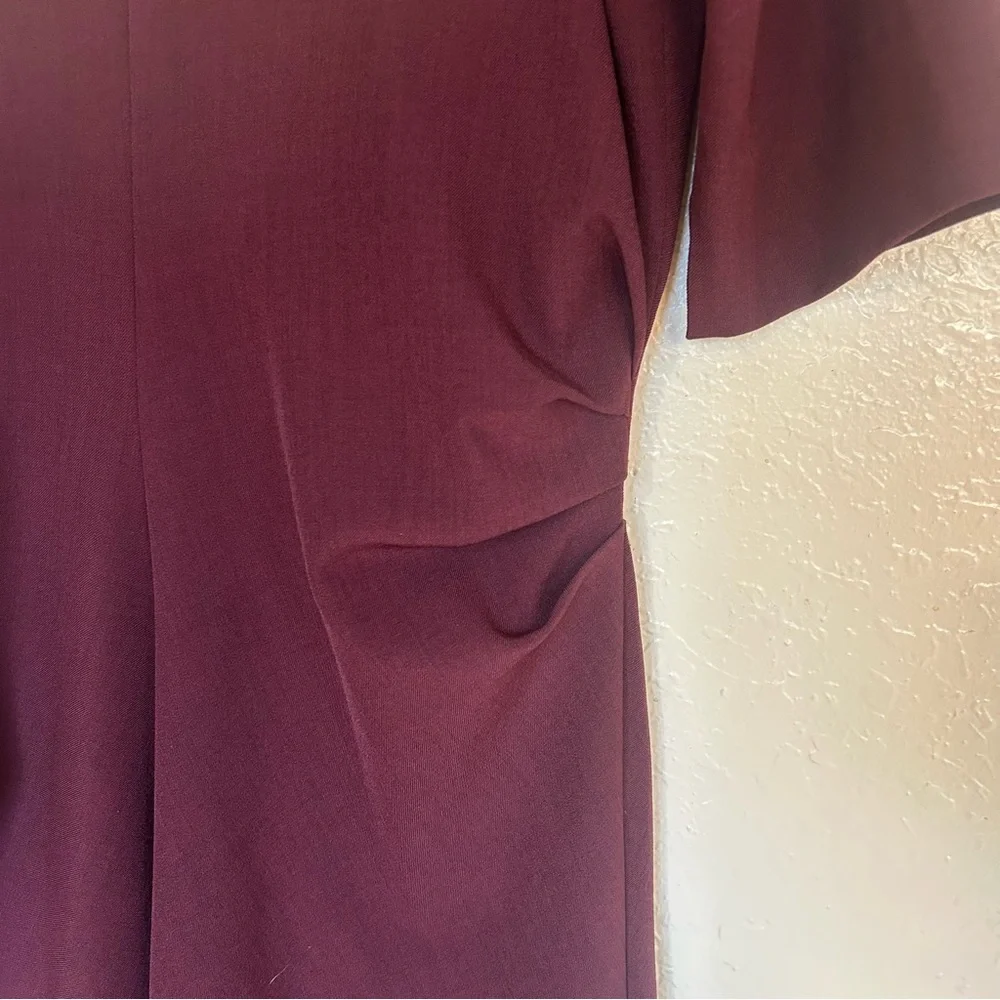 MM Lafleur Burgundy A Line Caroline Midi Dress V-Neck Size 10 Professional - Picture 6 of 14
